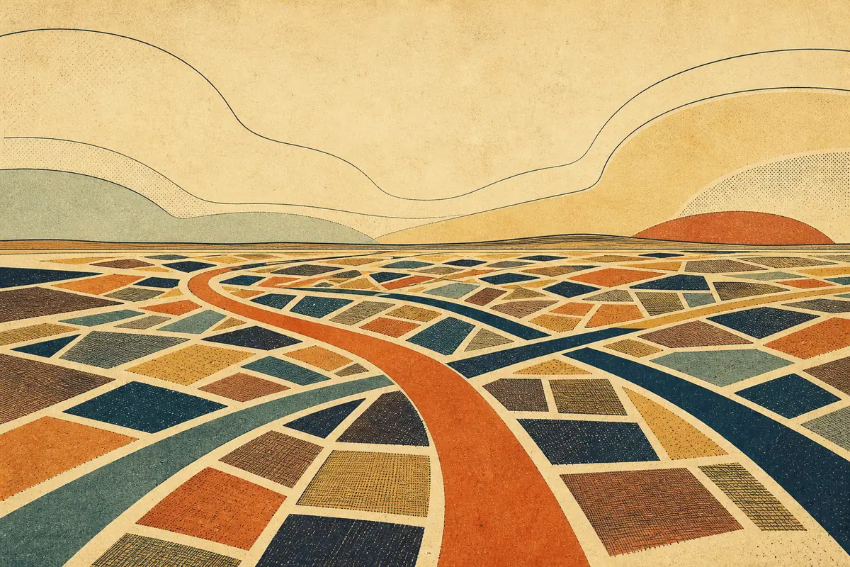 Abstract illustrated map composition for South Shields, United Kingdom