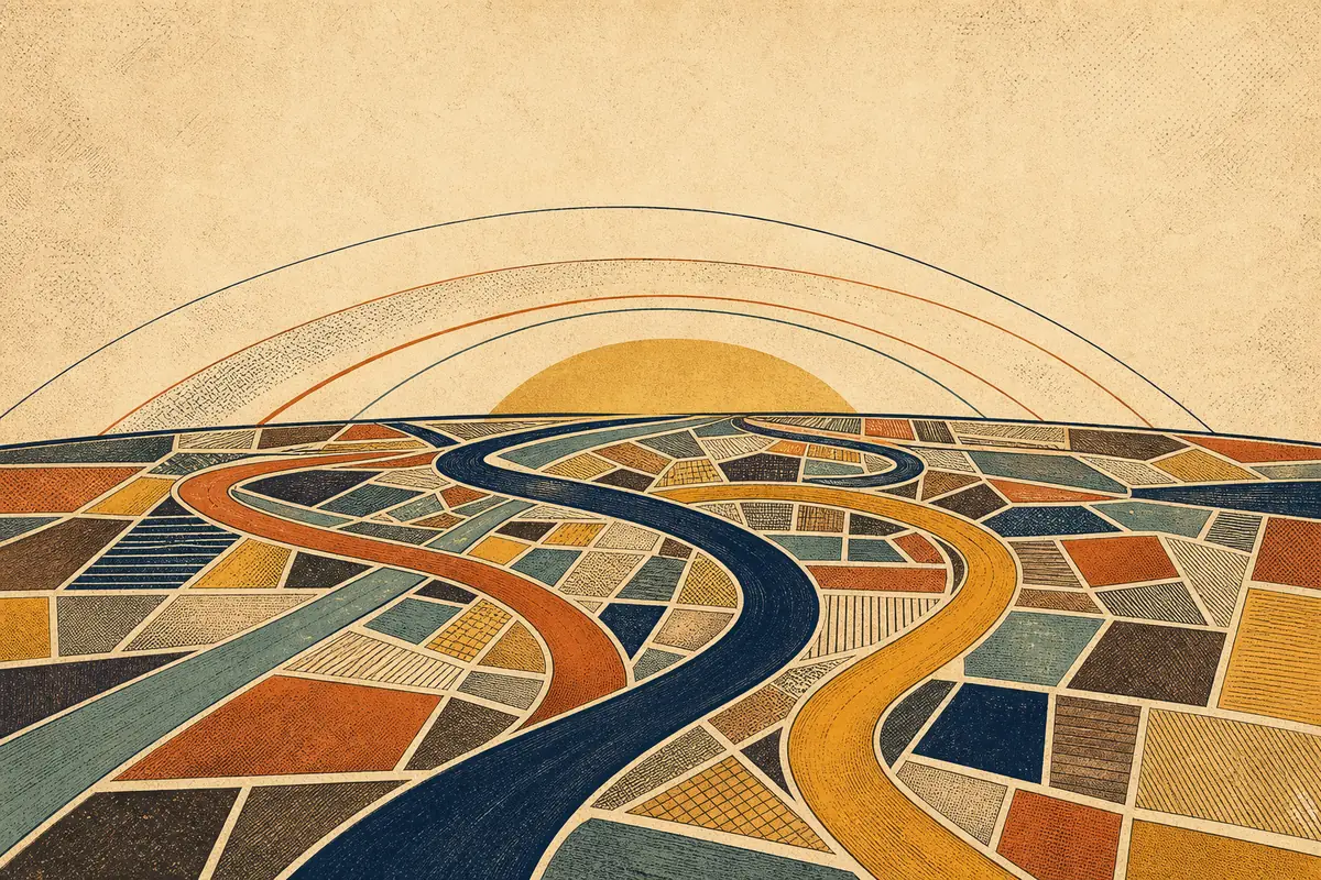 Abstract illustrated map composition for Southport, United Kingdom
