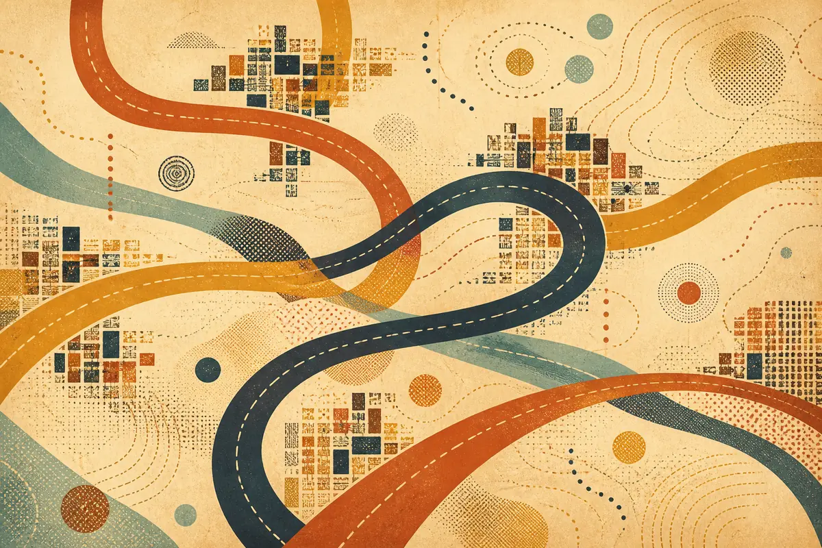 Abstract illustrated map composition for Spalding, United Kingdom