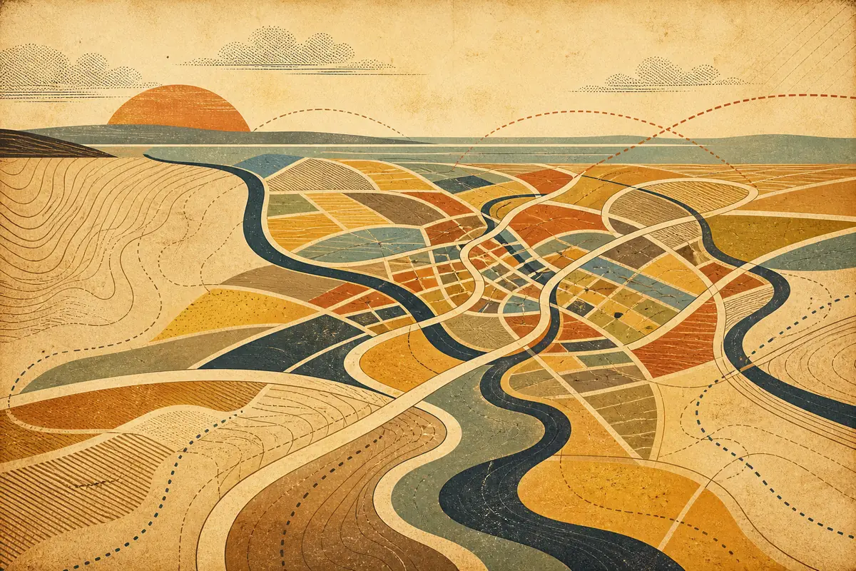 Abstract illustrated map composition for Stratford-upon-Avon, United Kingdom