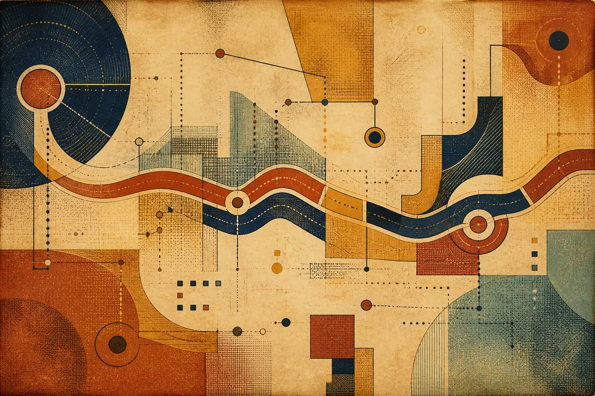 Abstract illustrated map composition for Stratford, United Kingdom