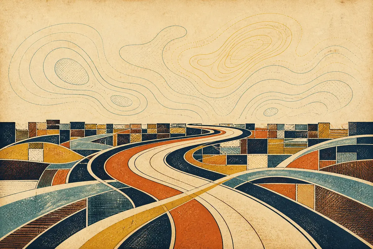 Abstract illustrated map composition for Sutton Coldfield, United Kingdom