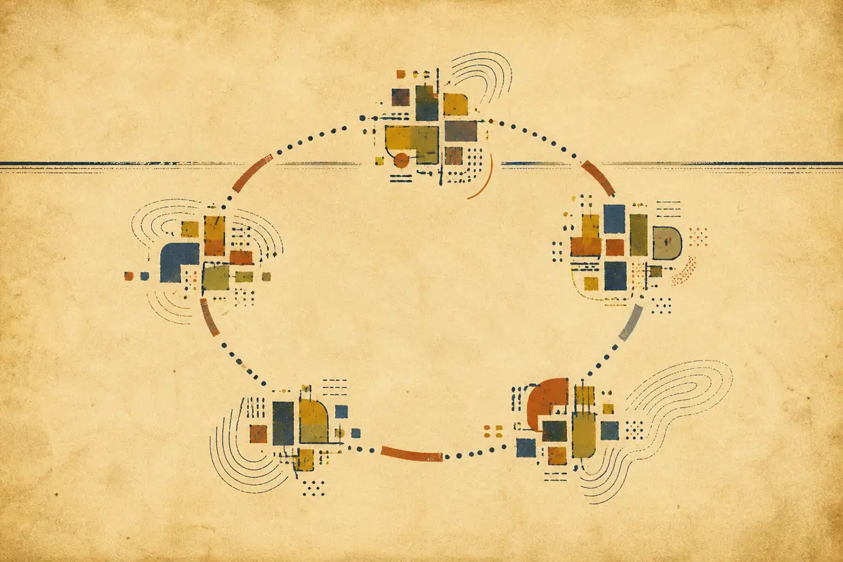 Abstract illustrated map composition for Tamworth, United Kingdom