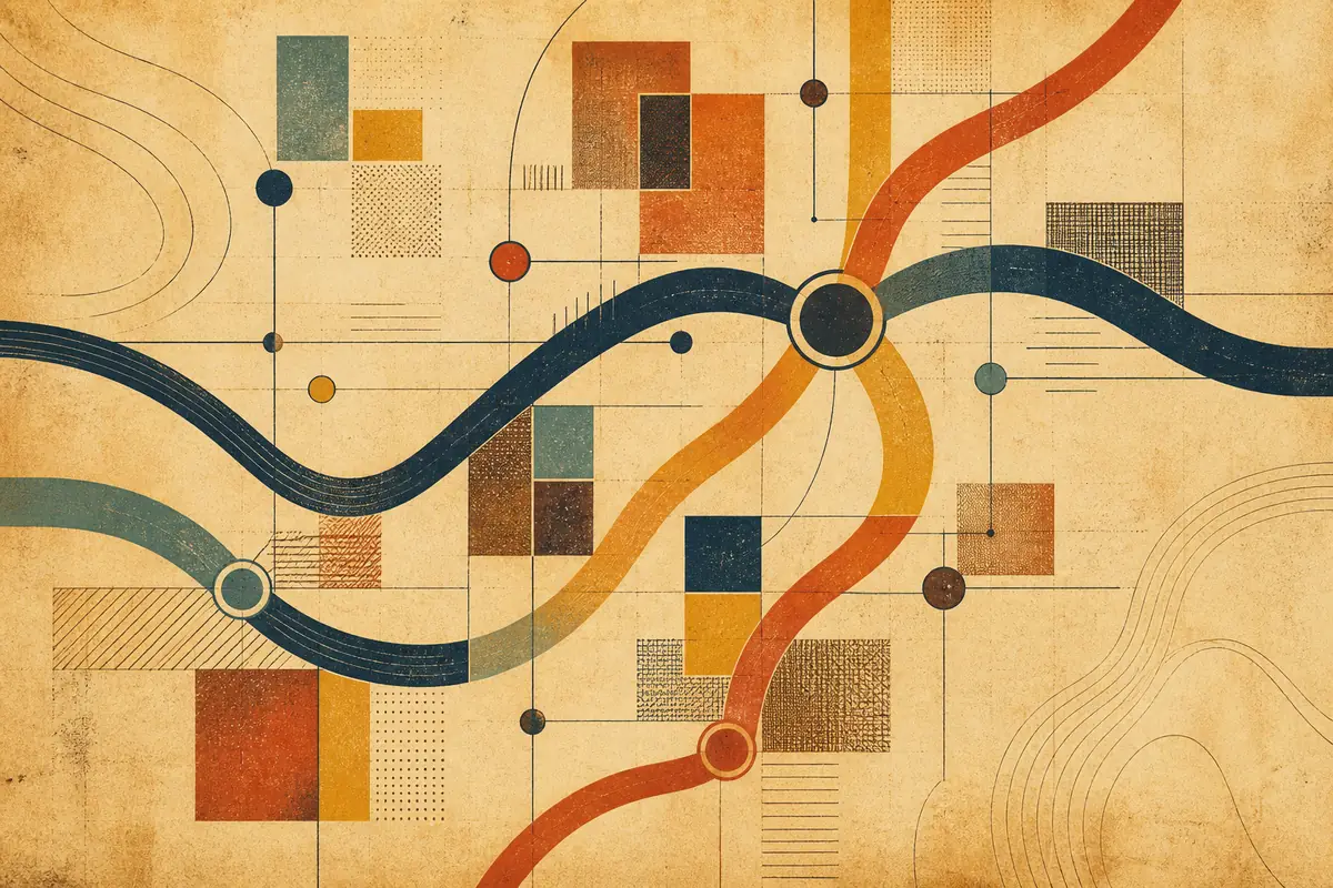 Abstract illustrated map composition for Taunton, United Kingdom