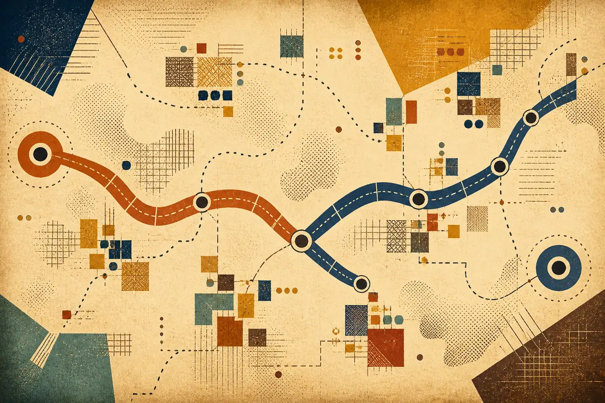 Abstract illustrated map composition for Torquay, United Kingdom