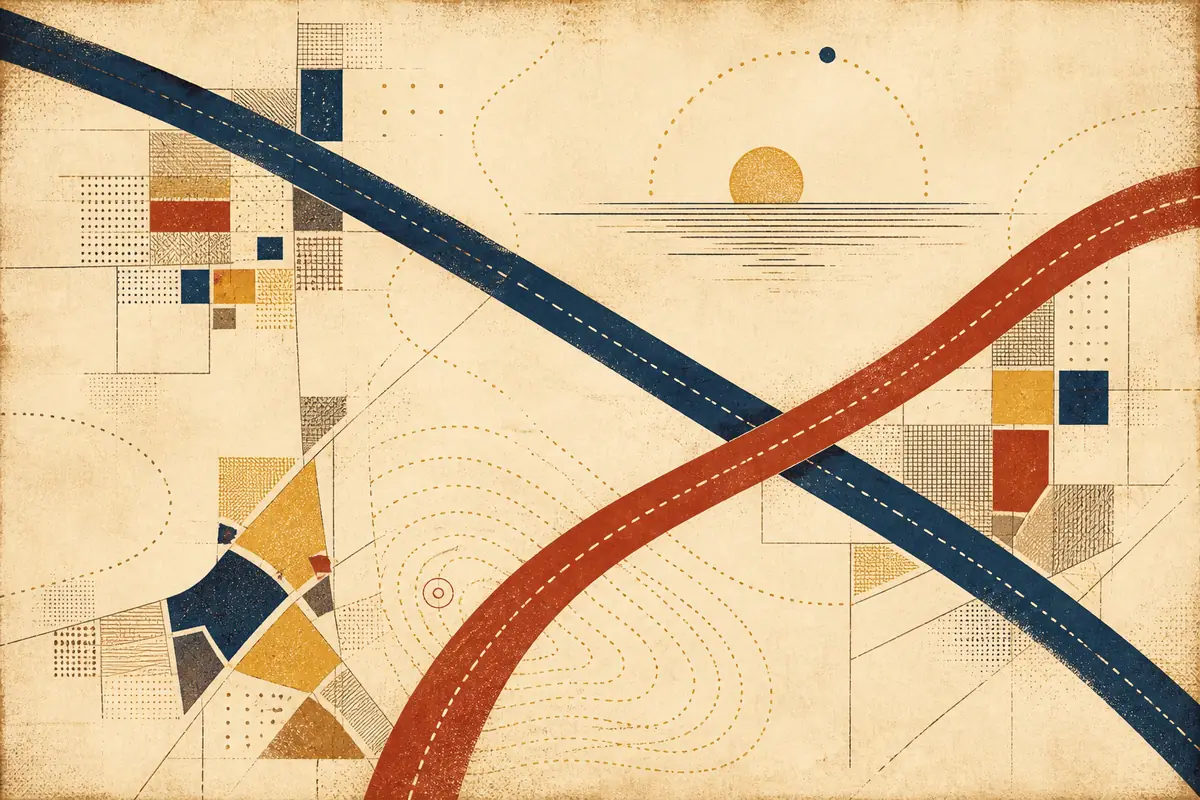 Abstract illustrated map composition for Trowbridge, United Kingdom