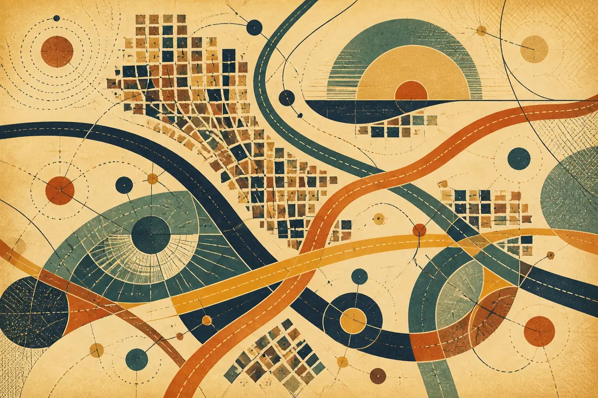 Abstract illustrated map composition for Urmston, United Kingdom