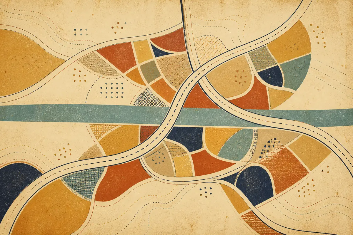 Abstract illustrated map composition for Walkden, United Kingdom