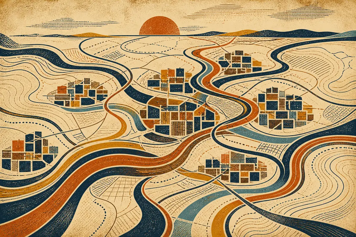 Abstract illustrated map composition for Waltham Forest, United Kingdom