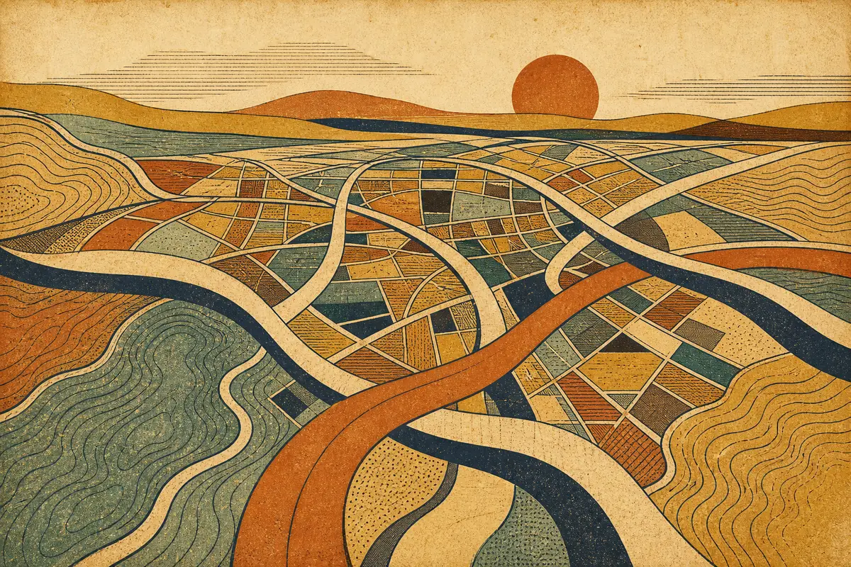 Abstract illustrated map composition for Walthamstow, United Kingdom