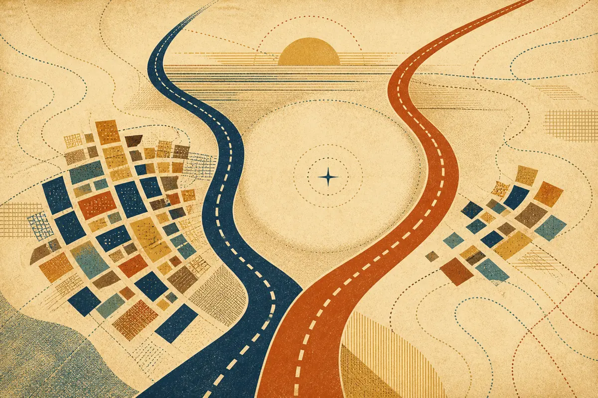 Abstract illustrated map composition for Warwick, United Kingdom