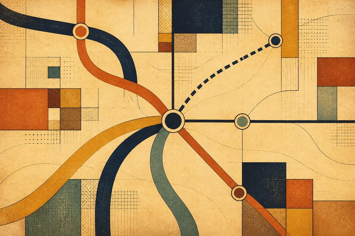 Abstract illustrated map composition for Washington, United Kingdom