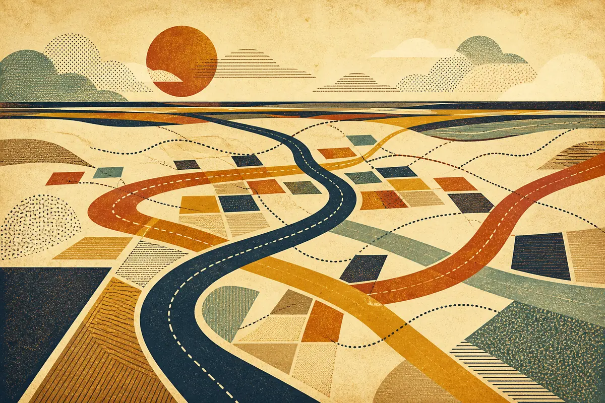 Abstract illustrated map composition for Waterlooville, United Kingdom