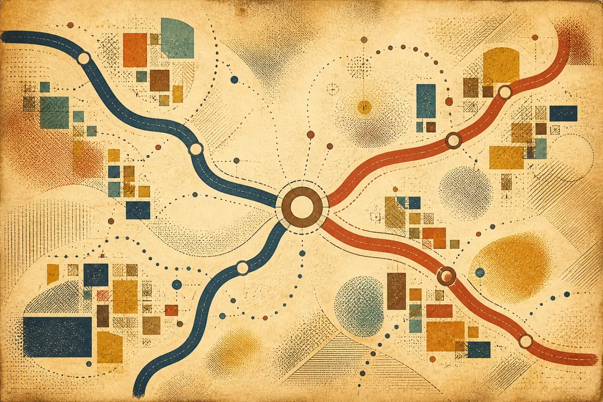 Abstract illustrated map composition for Welling, United Kingdom