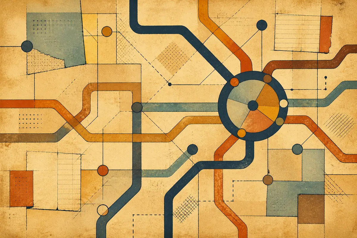 Abstract illustrated map composition for Wellingborough, United Kingdom