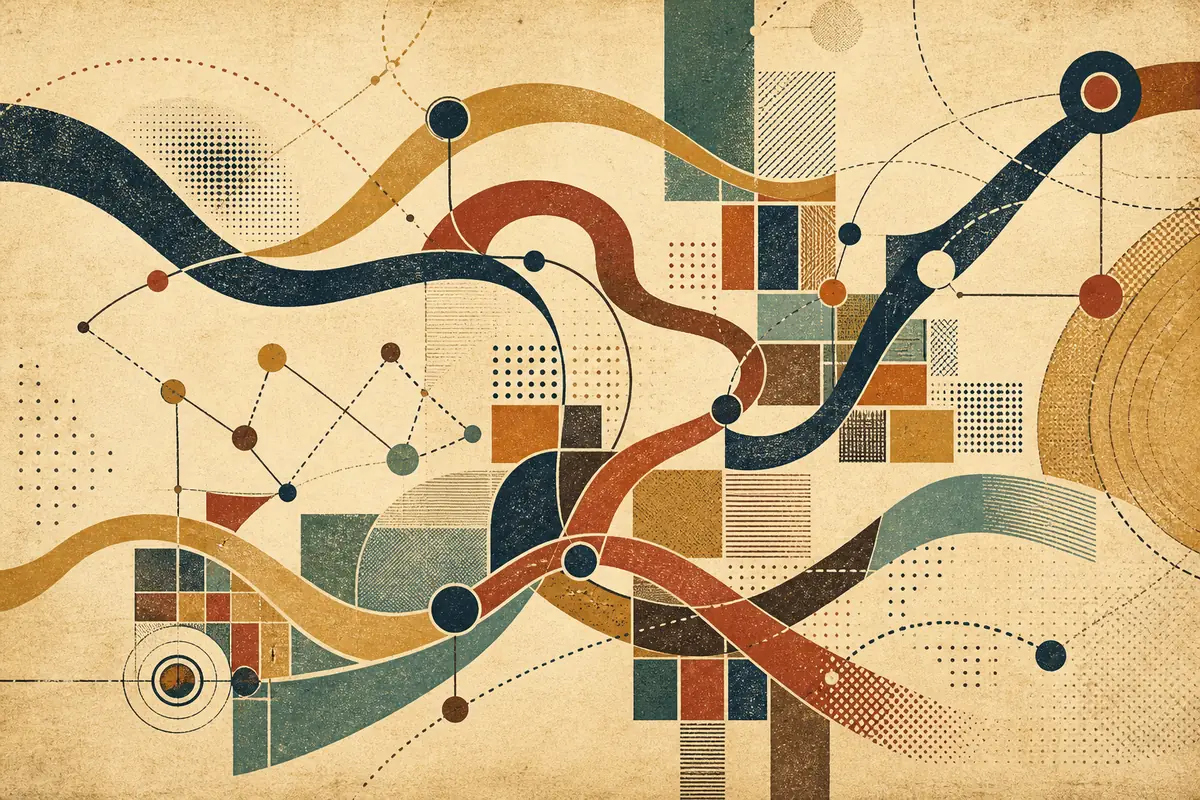 Abstract illustrated map composition for Welwyn Garden City, United Kingdom