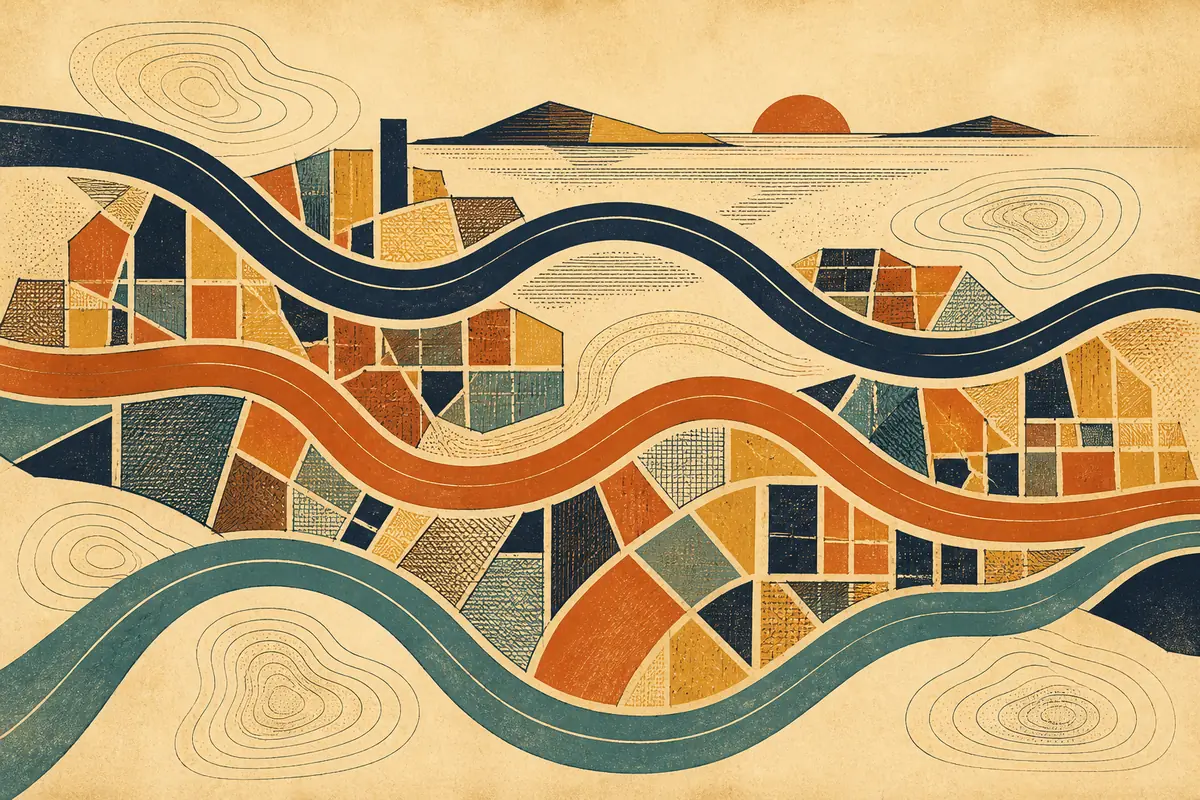 Abstract illustrated map composition for Weston-super-Mare, United Kingdom