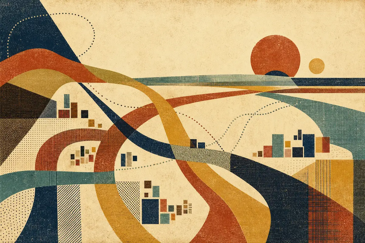 Abstract illustrated map composition for Weymouth, United Kingdom