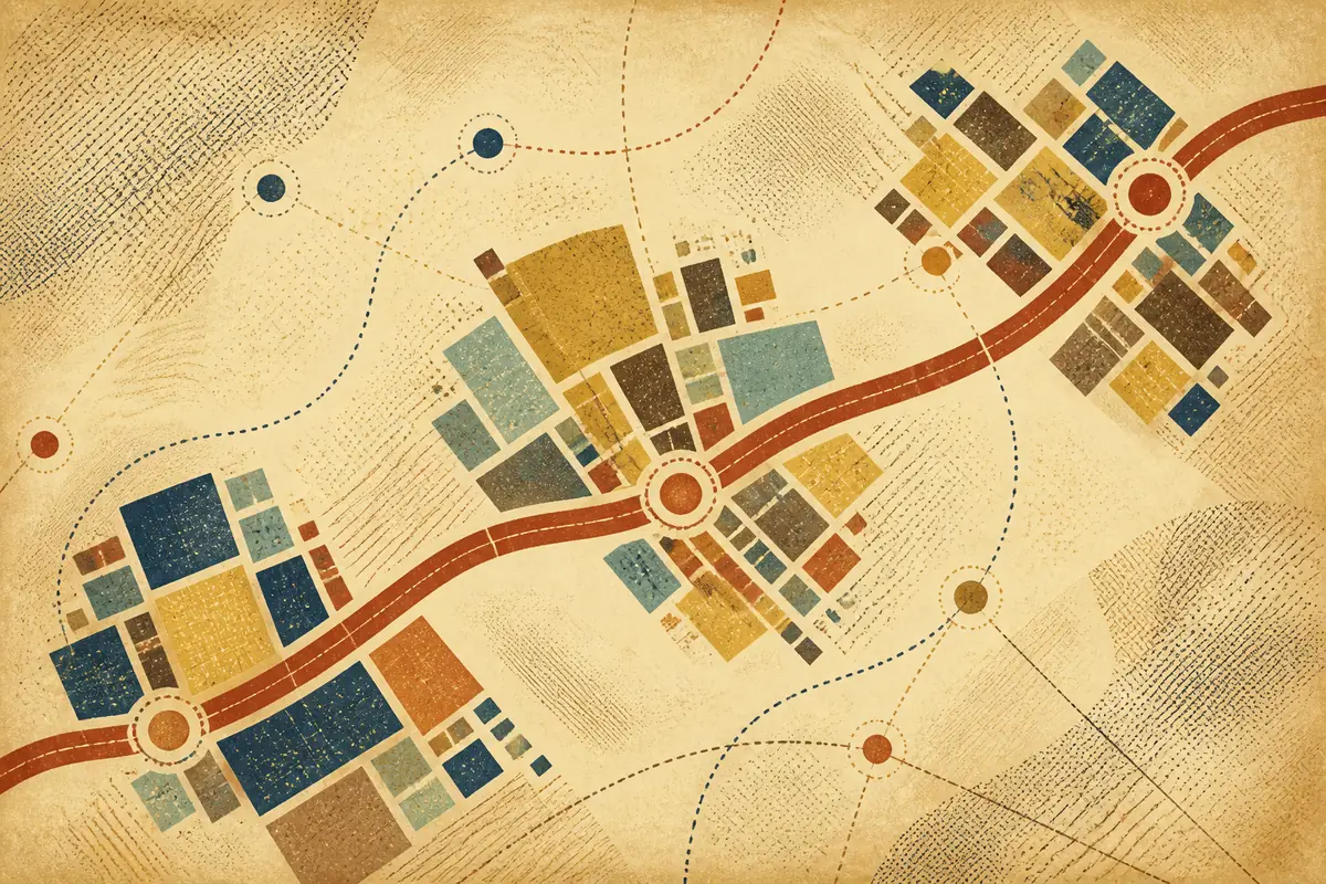 Abstract illustrated map composition for Willenhall, United Kingdom