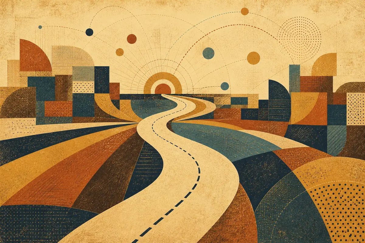 Abstract illustrated map composition for Winchester, United Kingdom