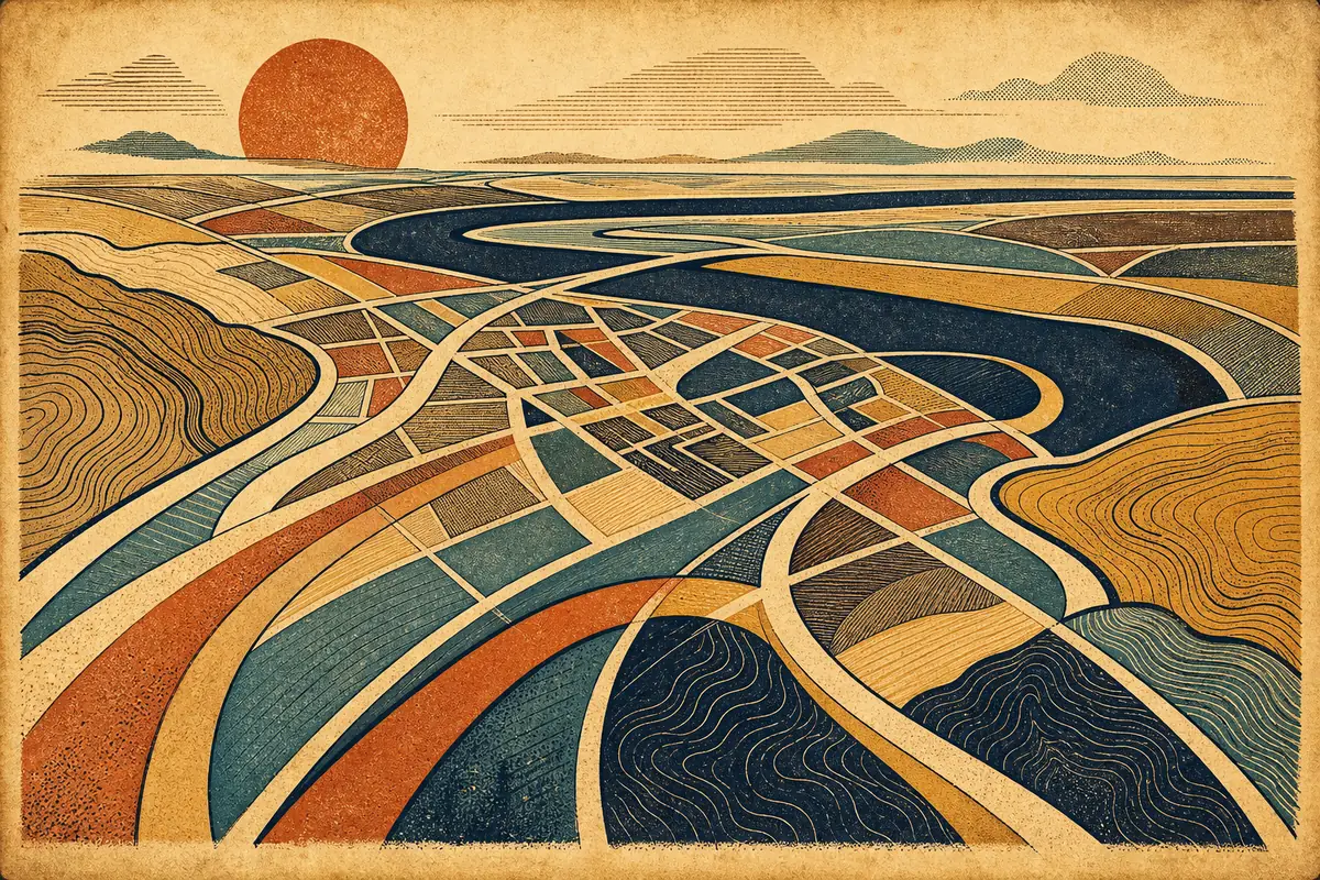 Abstract illustrated map composition for Woolwich, United Kingdom