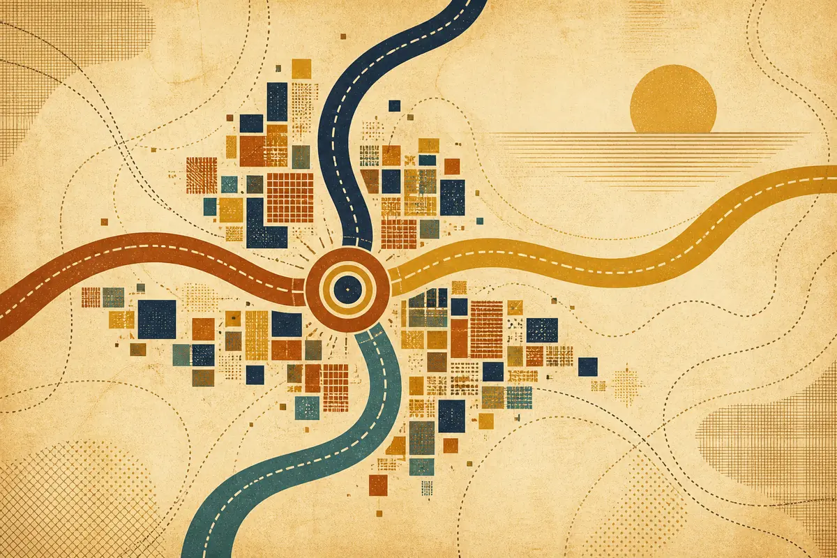 Abstract illustrated map composition for Yeovil, United Kingdom