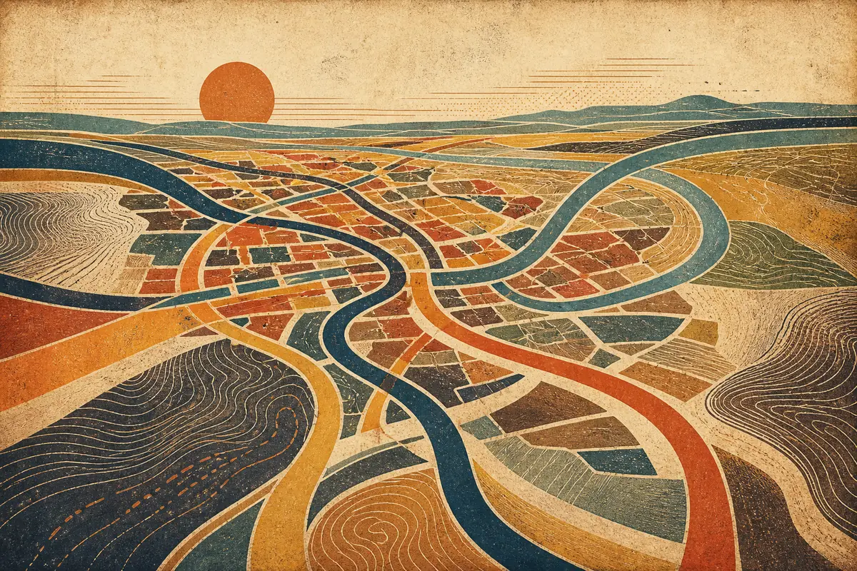 Abstract illustrated map composition for York, United Kingdom