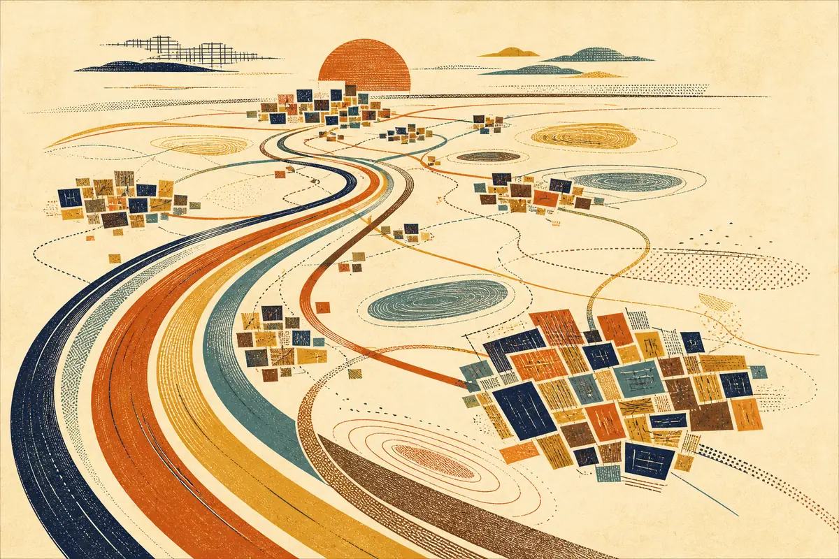 Abstract illustrated map composition for Abilene, United States