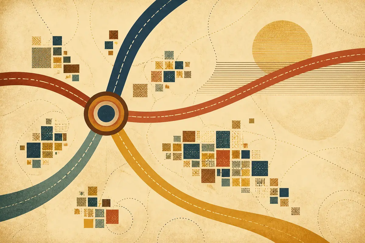 Abstract illustrated map composition for Aiken, United States