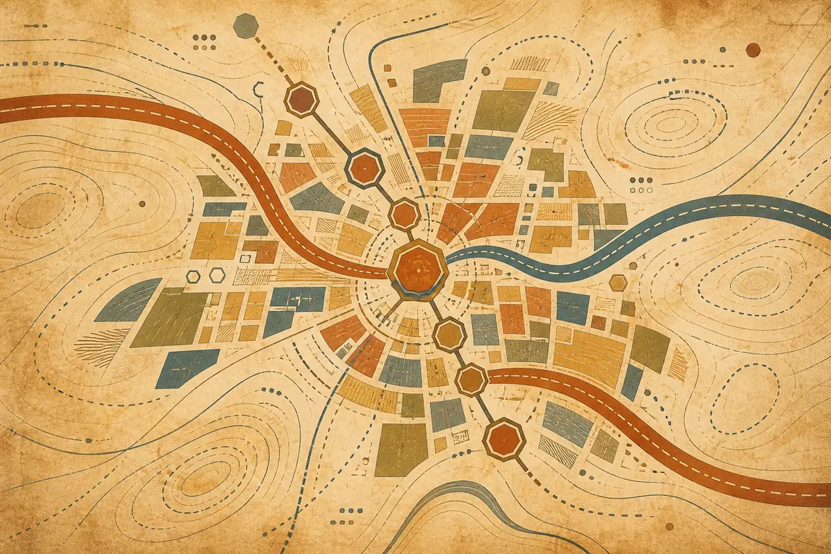 Abstract illustrated map composition for Albany, United States