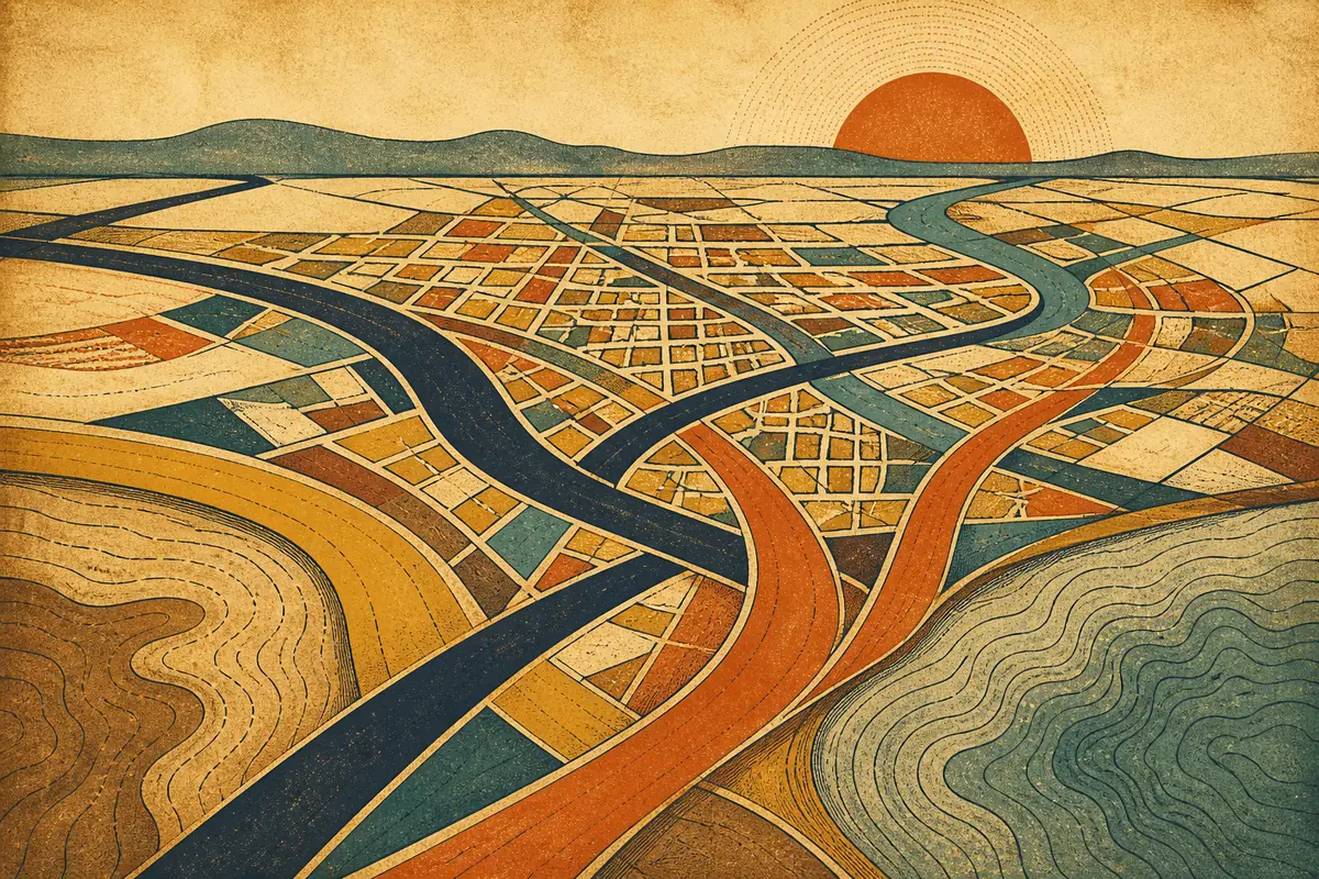 Abstract illustrated map composition for Alexandria, United States
