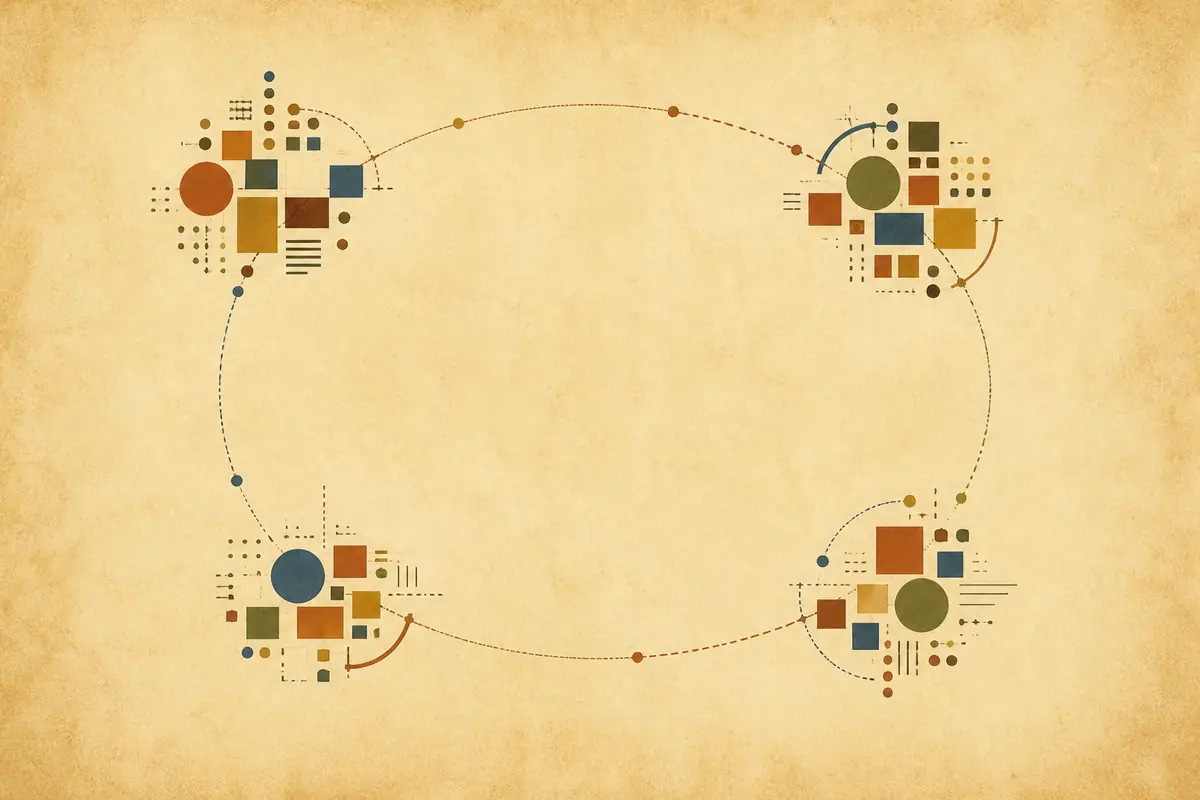 Abstract illustrated map composition for Alhambra, United States