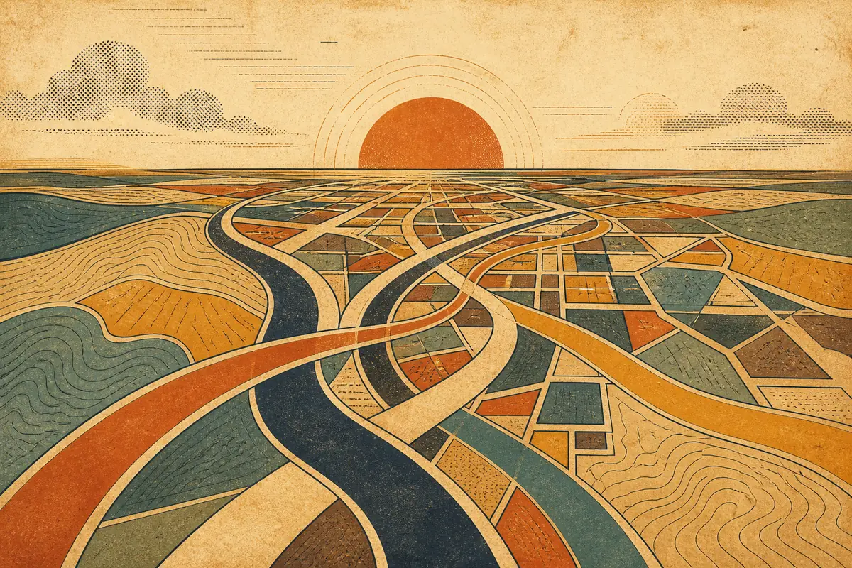 Abstract illustrated map composition for Allen, United States