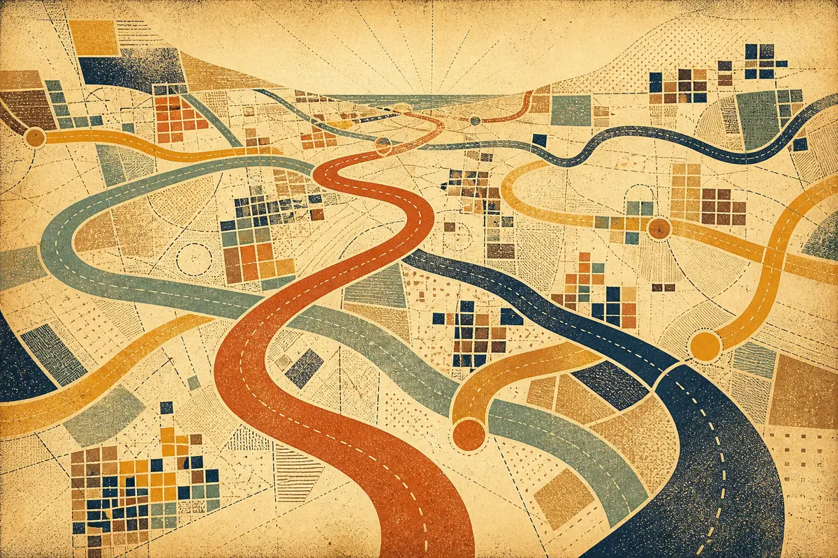 Abstract illustrated map composition for Aloha, United States