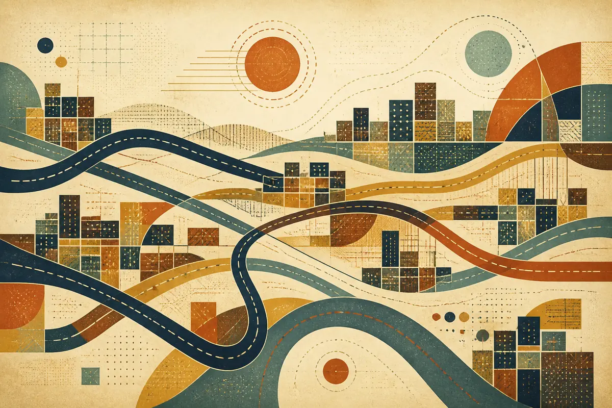 Abstract illustrated map composition for Altadena, United States