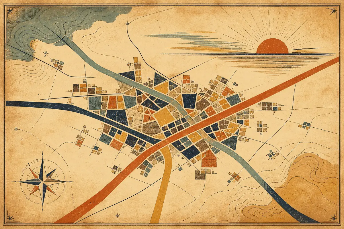 Abstract illustrated map composition for Amarillo, United States