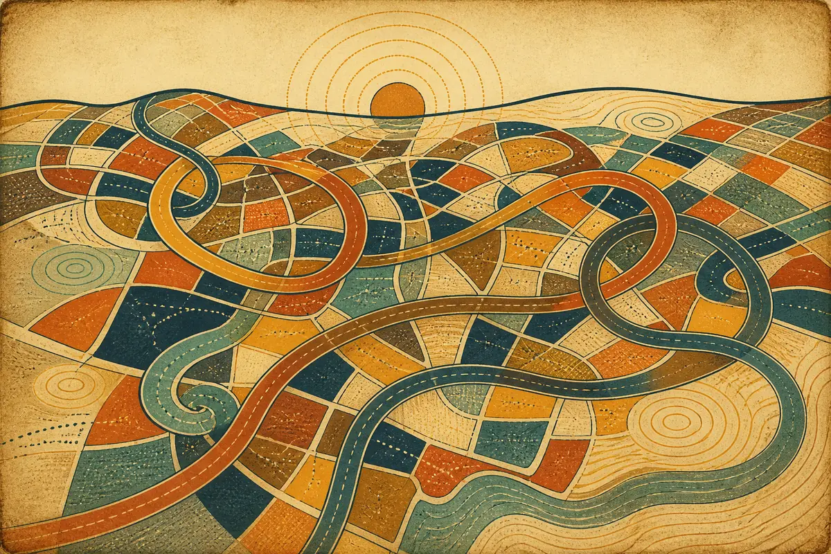 Abstract illustrated map composition for Anaheim, United States