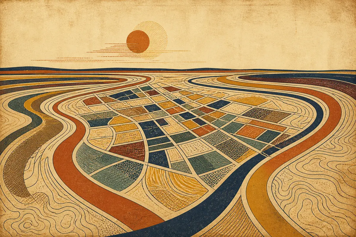 Abstract illustrated map composition for Anchorage, United States