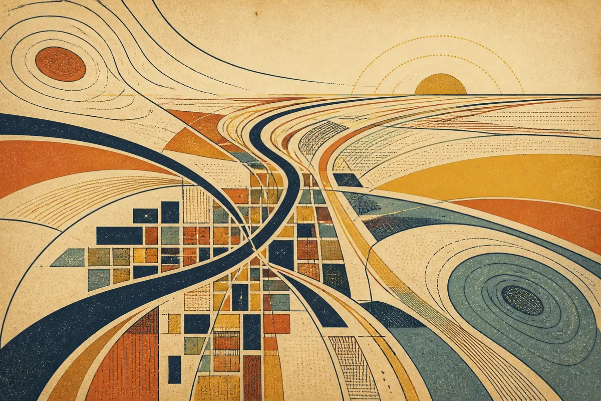 Abstract illustrated map composition for Ankeny, United States
