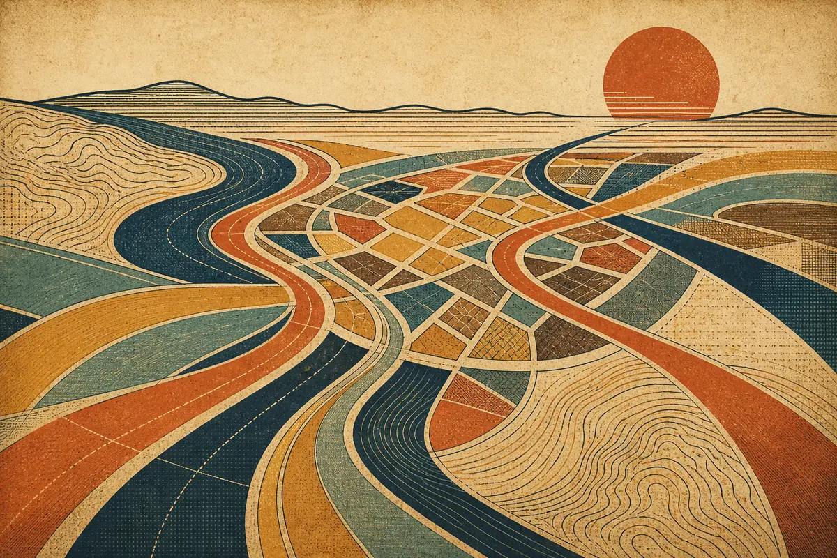 Abstract illustrated map composition for Ann Arbor, United States