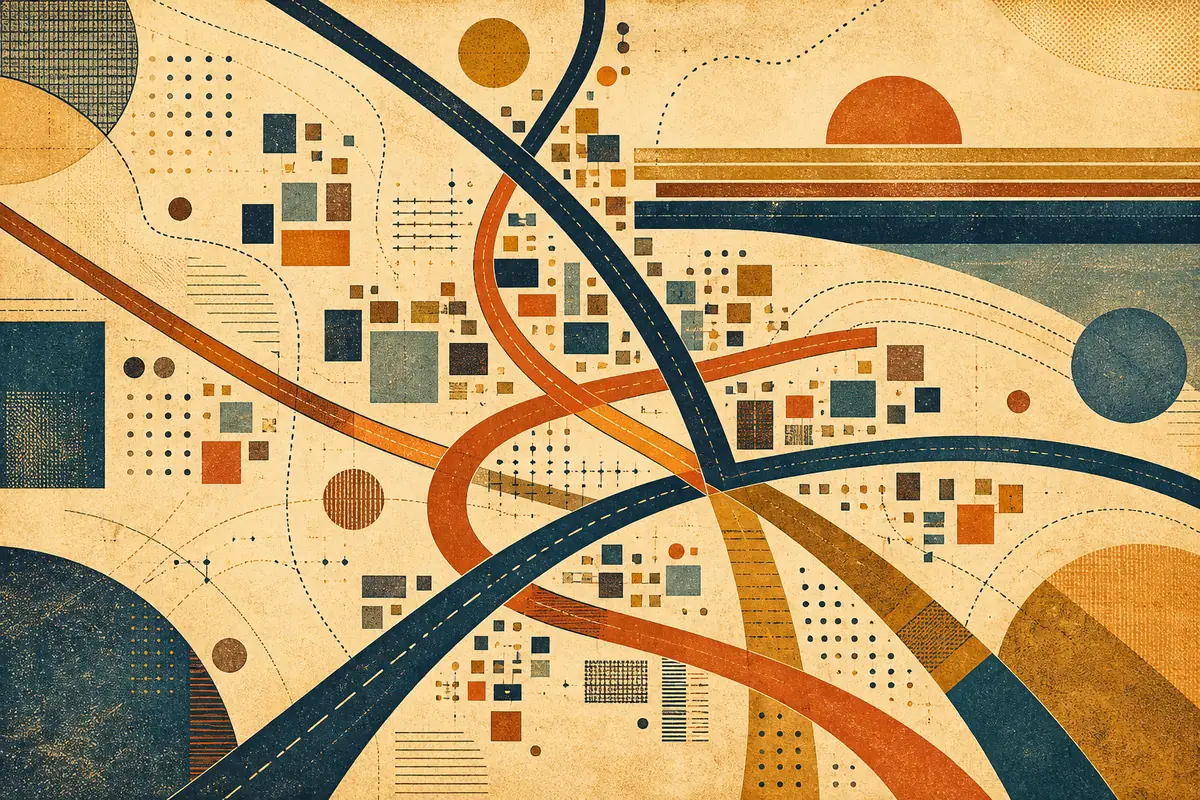 Abstract illustrated map composition for Annandale, United States