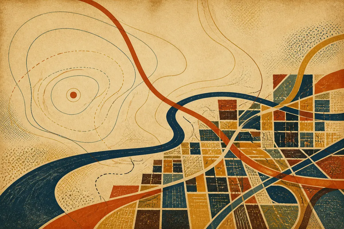 Abstract illustrated map composition for Anniston, United States