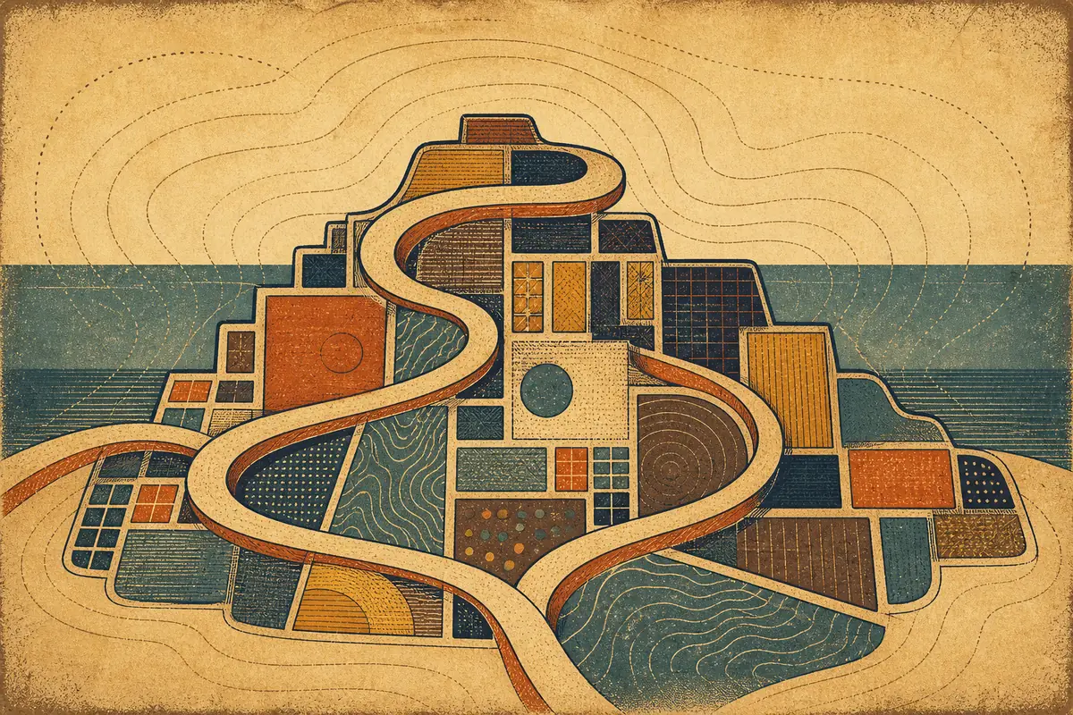 Abstract illustrated map composition for Apex, United States