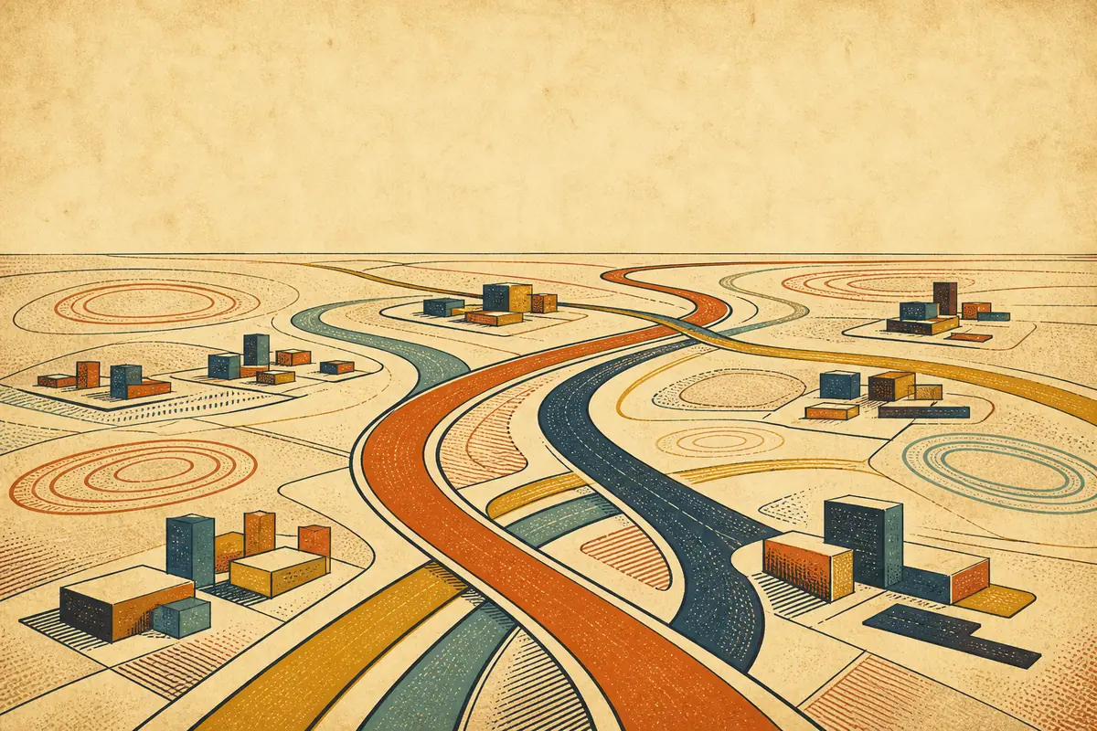 Abstract illustrated map composition for Apple Valley, United States