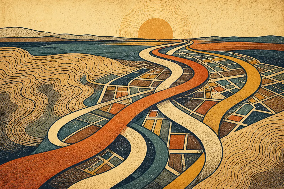 Abstract illustrated map composition for Arlington, United States