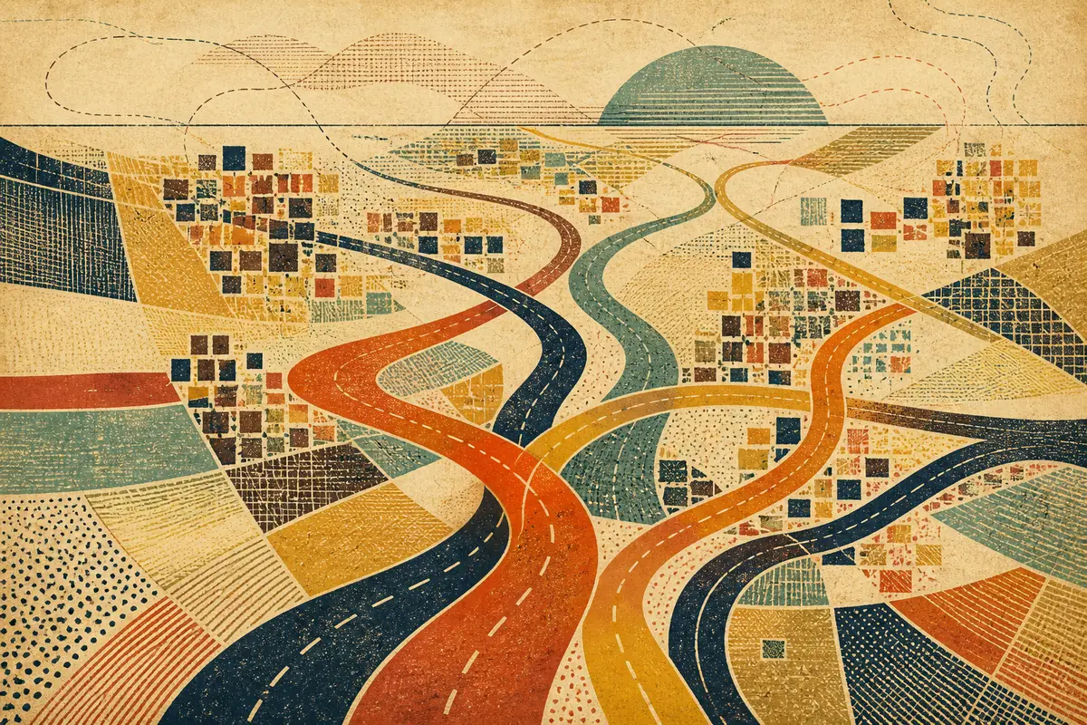 Abstract illustrated map composition for Arlington, United States