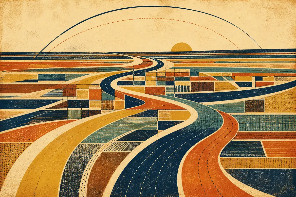 Abstract illustrated map composition for Arlington Heights, United States
