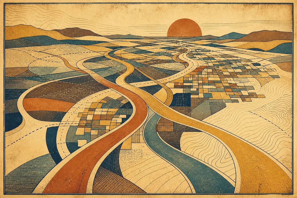 Abstract illustrated map composition for Arvada, United States