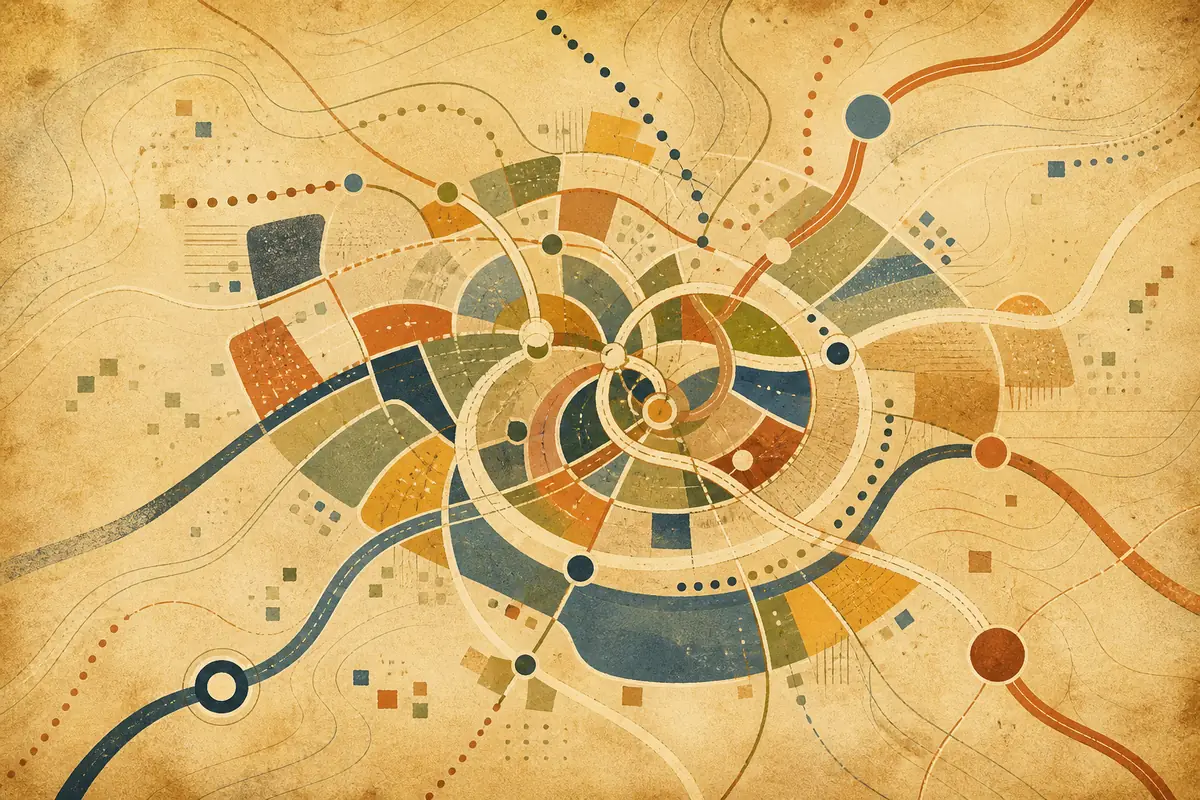 Abstract illustrated map composition for Asheville, United States