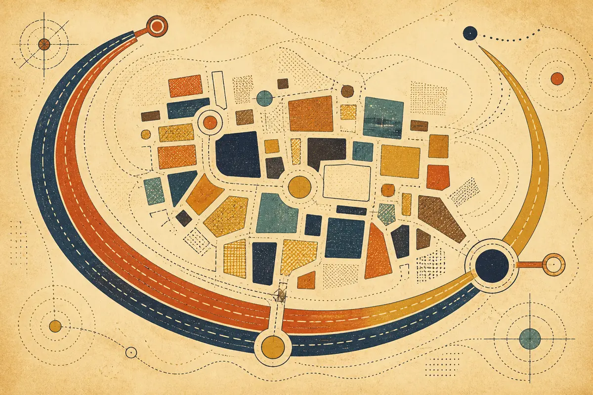 Abstract illustrated map composition for Aspen Hill, United States